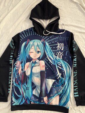 Hatsune Miku hoodie all over print size XL unisex vocaloid